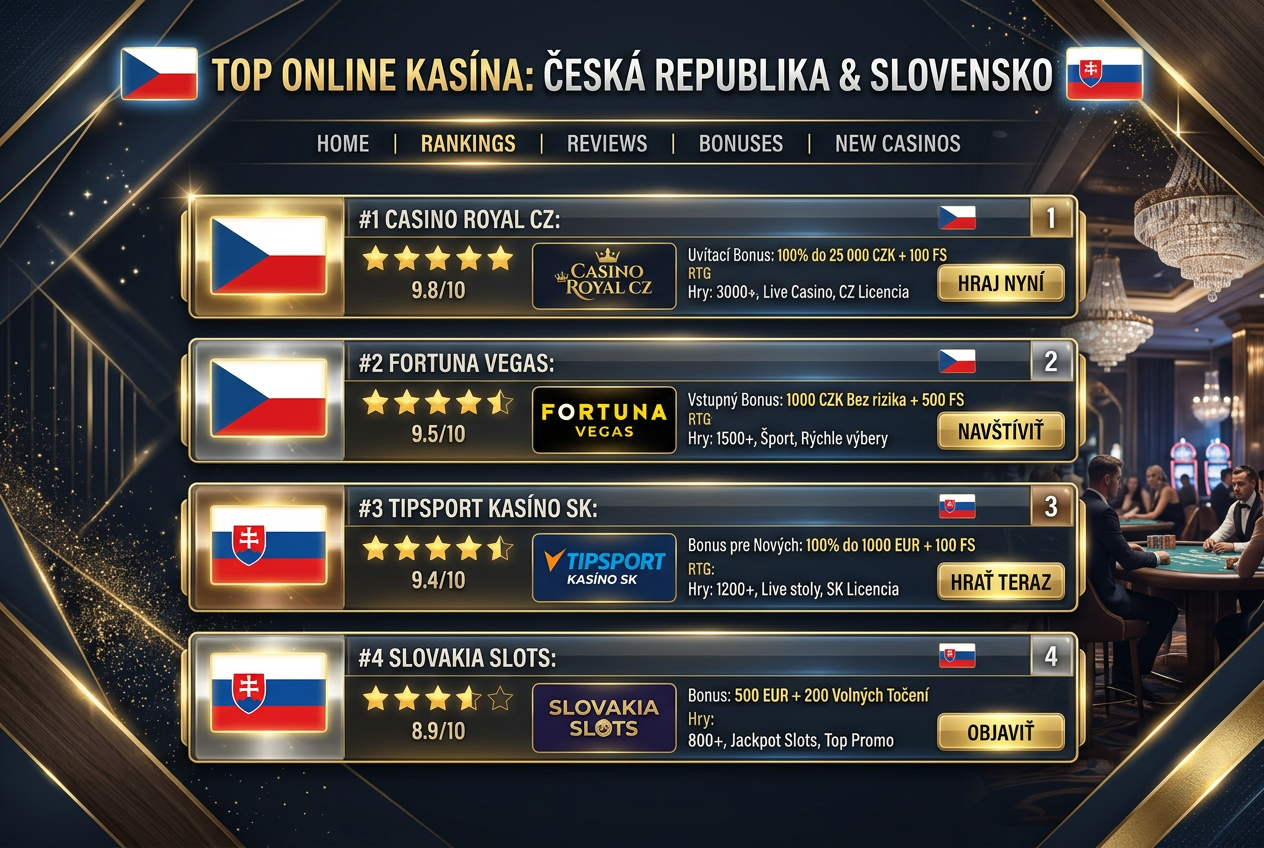 Přehled nejlepších online kasin pro české hráče v roce 2026 s hodnocením